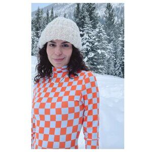 FENSI Light Blue and Orange Checkered Bodysuit